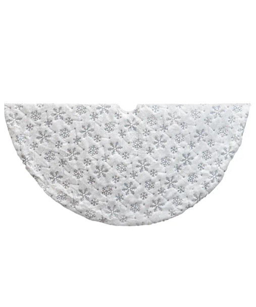 WHITE SEQUINED SNOWFLAKE TREE SKIRT - TS0276