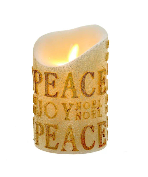 5" GOLD TEXT FLICKER FLAME CANDLE - JEL0947