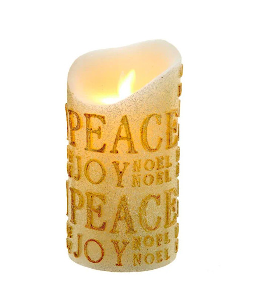 6" GOLD TEXT FLICKER FLAME CANDLE - JEL0948