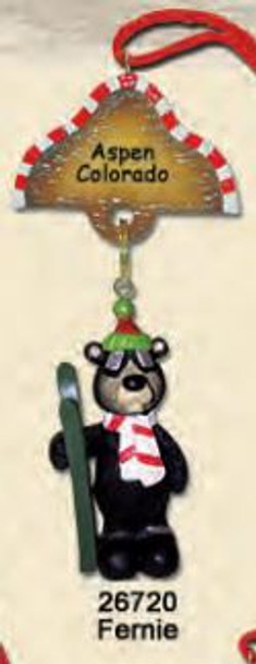 BLACK BEAR SKIER ORNAMENT - 26720