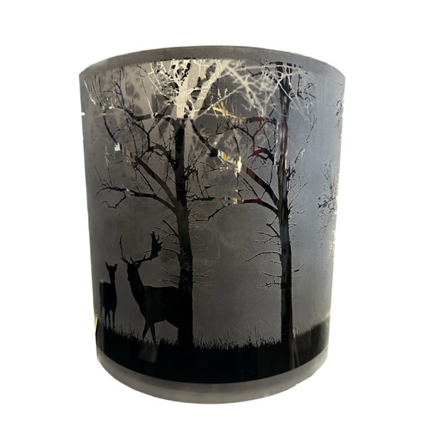 XL DEER AND TREE HURRICANE VASE - 646078