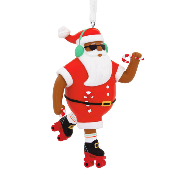 MAHOGANY ROLLER SKATING SANTA ORNAMENT - 1HAJ1970