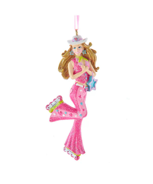 PINK ROLLER SKATING DOLL ORN - A2341