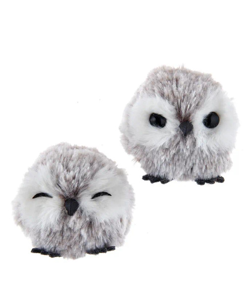 BROWN AND WHITE OWL ORN - C2498