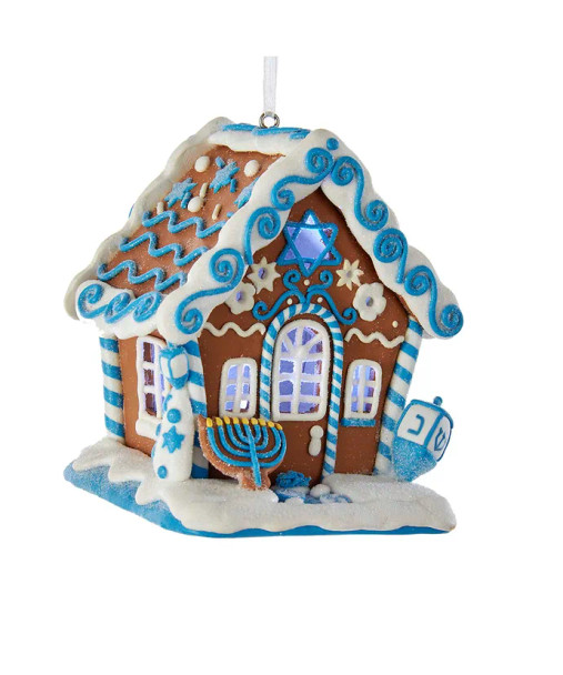 GINGERBREAD LED HANUKKAH HOUSE ORNAMENT - D3017