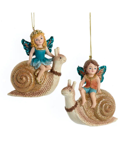 FARIES SITTING ON SNAIL ORNAMENT - E0925