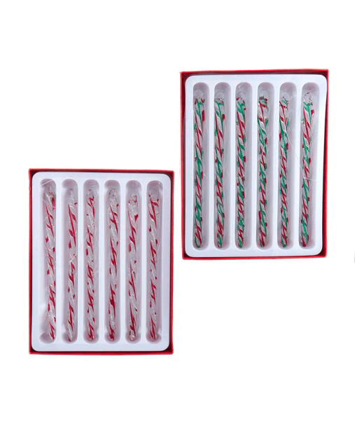 GLASS ICICLE ORNAMENT SET OF 6 - D4581