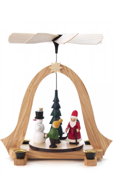 1 TIER SANTA CLAUS AND CHILD MAKING SNOWMAN PYRAMID - 085-324B