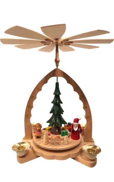 1 TIER PAINTED WOOD CHRISTMAS FOREST PYRAMID - 16073