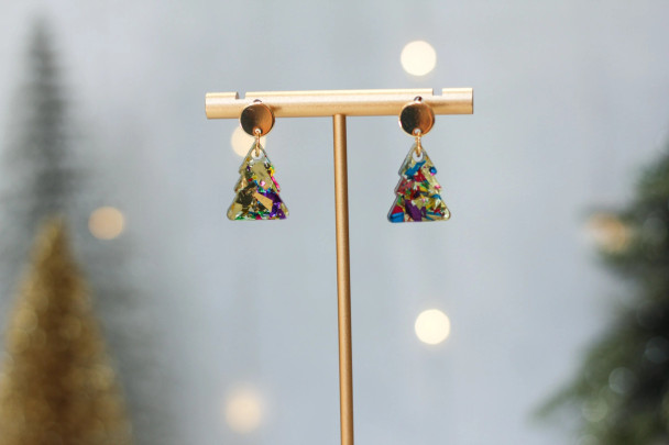 MINI CONFETTI CHRISTMAS TREE EARRINGS - MULTICONFTREE