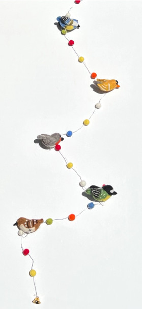 6' FELT BIRD AND POM POM GARLAND - FG207BIRDS