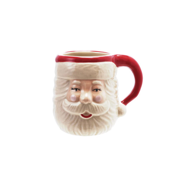 14OZ HAND-PAINTED STONEWARE SANTA MUG - XS8381