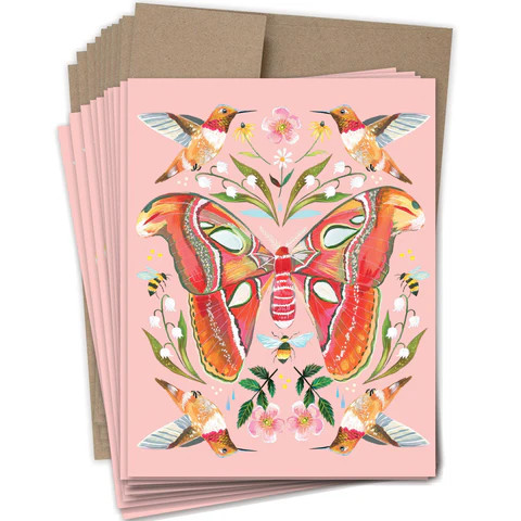 BUTTERFLIES AND BIRDS BOXED CARDS - BOX OF 10 - KDN06