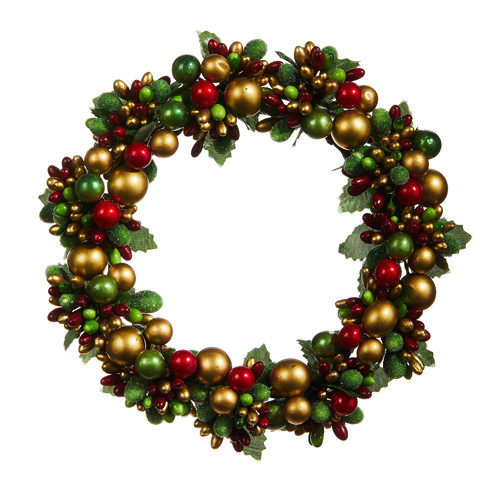 6.5" BEADED BERRY MINI WREATH CANDLE RING - 4310107