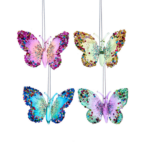 GLASS BUTTERFLY WITH GLITTER - D4668