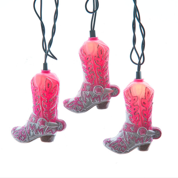 9' UL 10 LIGHT GLITTERED PINK BOOTS LIGHT SET - UL4386