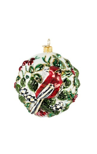 CARDINAL BALL GLASS ORNAMENT - MADE IN POLAND - 53913-2325