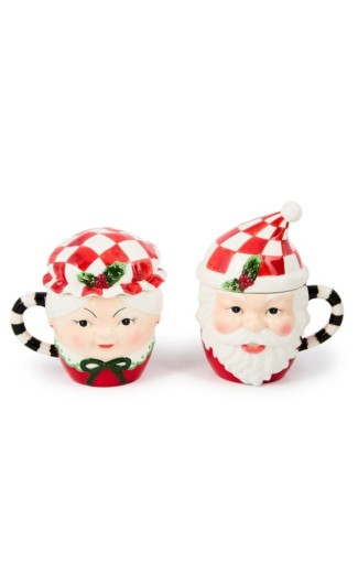CHECK IT OUT MR. AND MRS. CLAUS MUGS - SET OF 2 - 35509-1212
