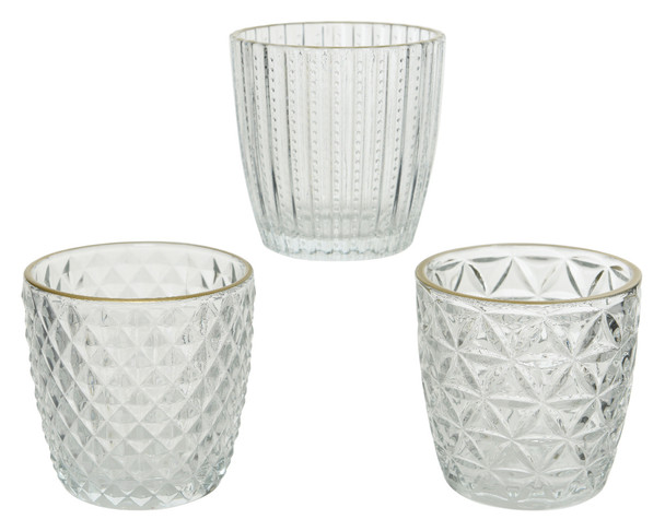 GLASS TEALIGHTHOLDER - GOLD EDGE - 645300