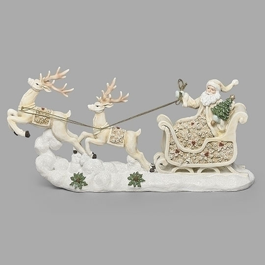 5" SANTA IN SLEIGH FIGURE POINSETTIA - 138517