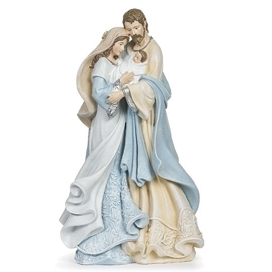 10" LIGHT BLUE HOLY FAMILY LEAF PATTERN FIGURE - 138162