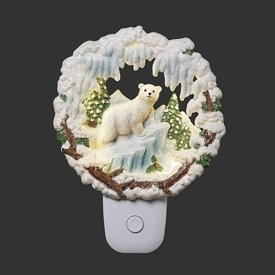 6.5" POLAR BEAR SCENE ICICLE FRAME NIGHT LIGHT - 160412