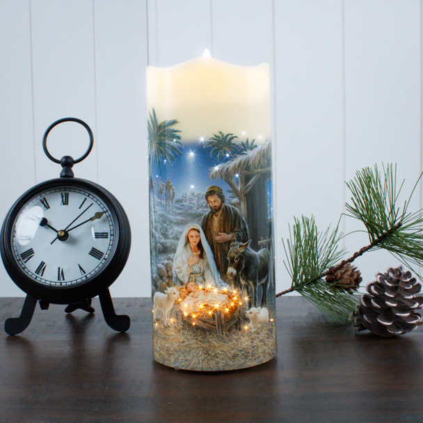 A SAVIOR IS BORN FIBER OPTIC CANDLE - LC2506