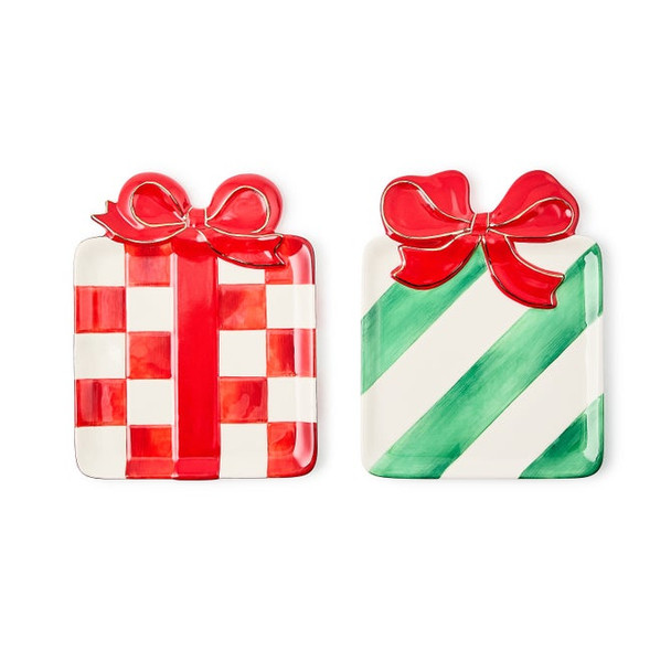 CHECK IT OUT CERAMTIC DESSERT PLATES SET OF 2 - 35509-1498