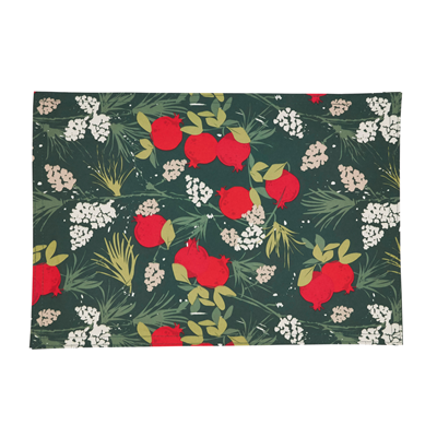 16"x90" RED AND GREEN HOLIDAY POMEGRANEATE RUNNER - 7712.RG1690B