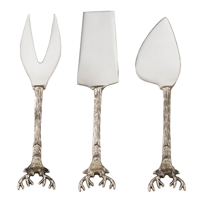 SET OF 3 REINDEER CHEESE CUTLERY SILVER - SP777.S