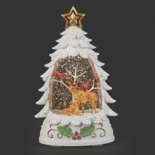 6" LIGHTED DEER IN WHITE TREE SHIMMERING MERRY LITES - 138230
