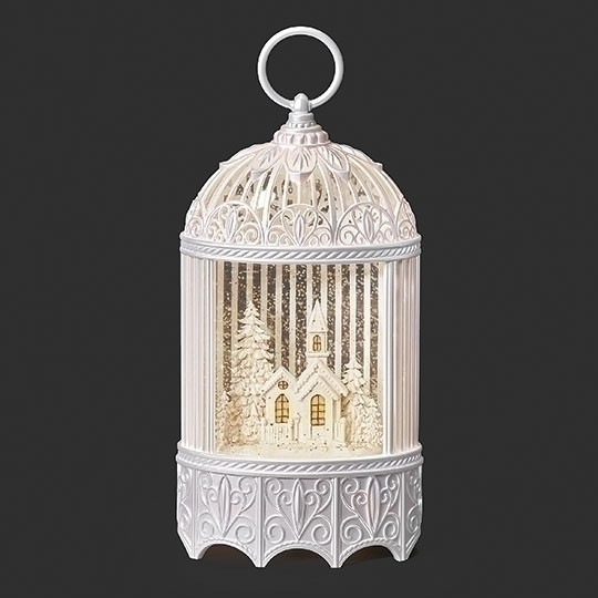 11.5" LIGHTED SWIRL BIRD CAGE CHURCH - 138564