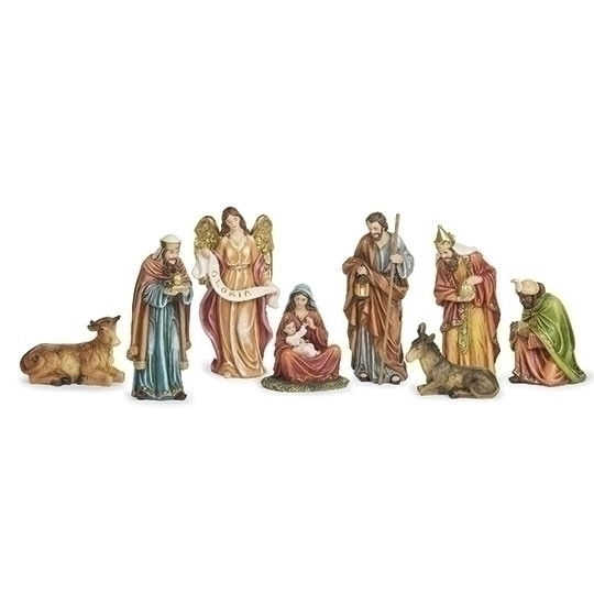 8" NATIVITY GLITTER GOLD ACCENTS SET OF 8 - 138572