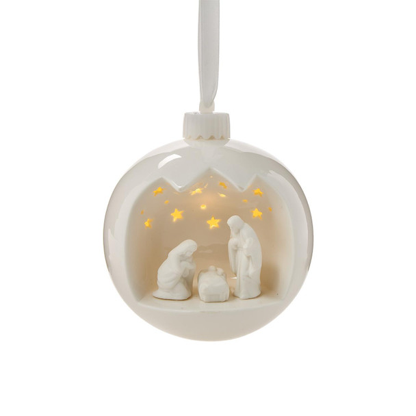 NATIVITY SCENE LIGHT UP ORNAMENT WITH STAND IN GIFT BOX - 82665