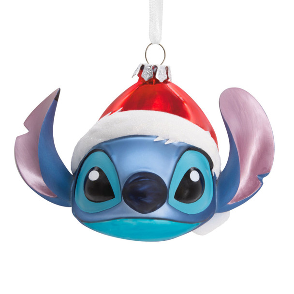 DISNEY LILO AND STITCH HAT BLOWN GLASS ORNAMENT - 3HCM3704