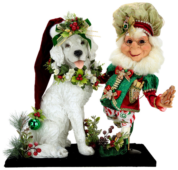 CHRISTMAS COOKIE ELF WITH DOG - 20.5 INCHES - AI-57680