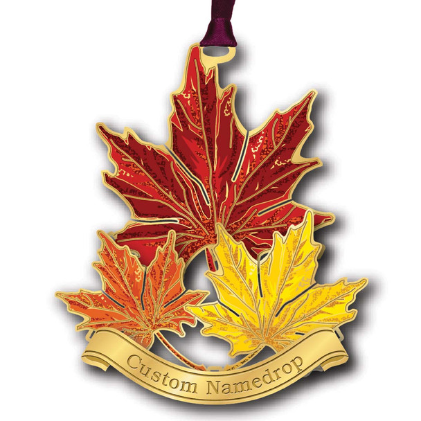MAPLE LEAVES - LEAVENWORTH ENGRAVED ORNAMENT - 66378