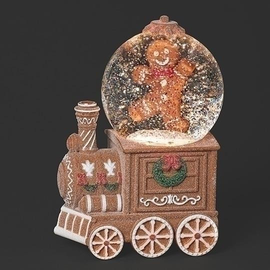 LIGHTED SWIRL GINGERBREAD TRAIN WATER GLOBE - 139014