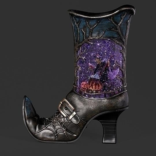LIGHTED SWIRL WITCH BOOT WITH WITCH SCENE - 139030