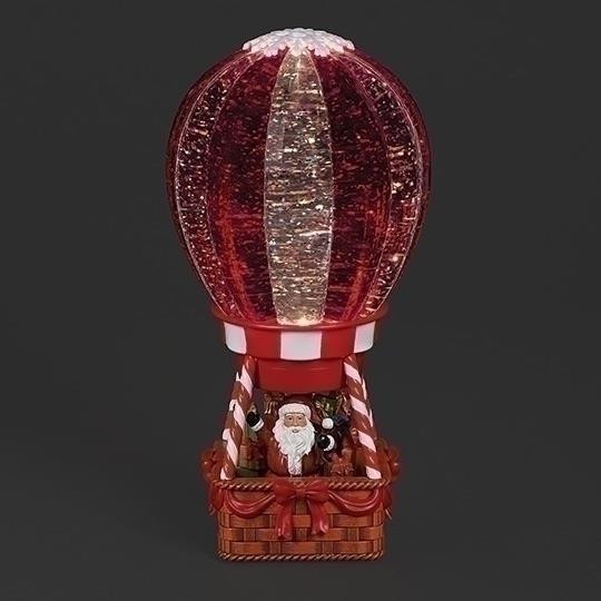 LIGHTED SWIRL HOT AIR BALLOON SANTA WATER GLOBE - 139039