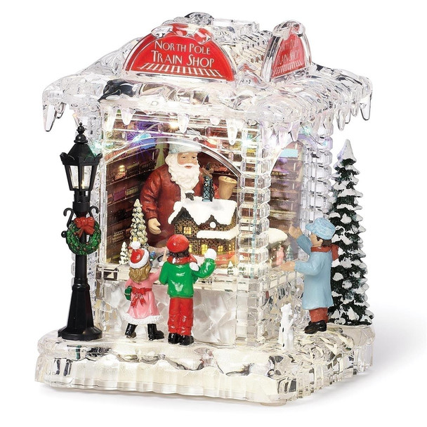 LED MUSICAL ROTATING NORTH POLE TRAIN SHOP - 139452