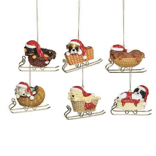 DOG IN SLED ORNAMENT - 139702