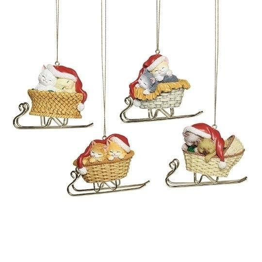CATS IN SLED ORNAMENT - 139703