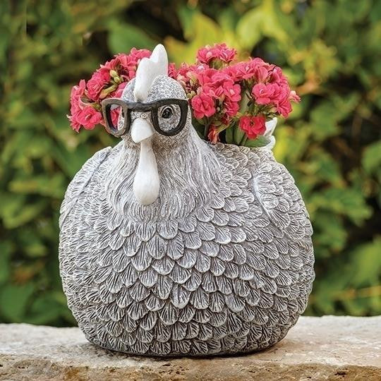 SILLY SPECTACLES CHICKEN PLANTER - 19835