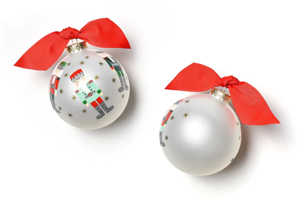 NUTCRACKER AND STARS GLASS ORNAMENT - CHMAS-NUTCR2