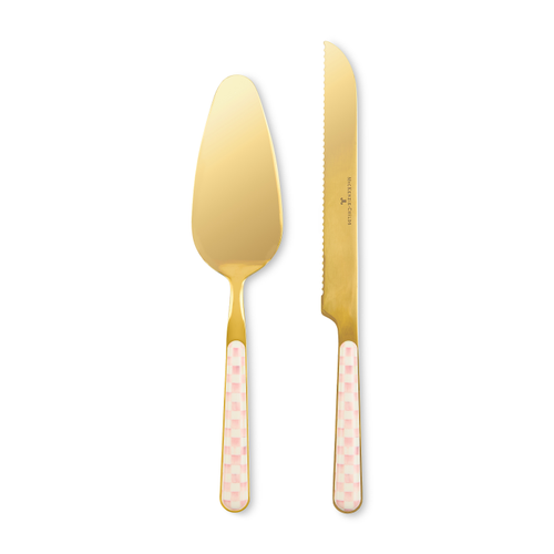 ROSY CHECK BISTRO CAKE SERVING SET OF 2 - 37573-740G