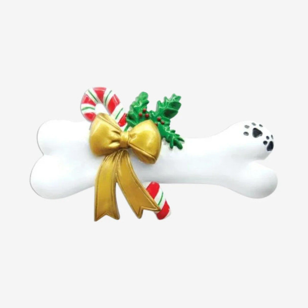 DOG BONE WITH HOLLY ORNAMENT - OR022