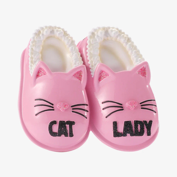 PINK CAT LADY SLIPPERS ORNAMENT - OR3135