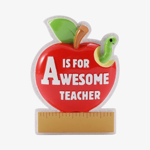 A IS FOR AWESOME TEACHER APPLE ORNAMENT - OR3148
