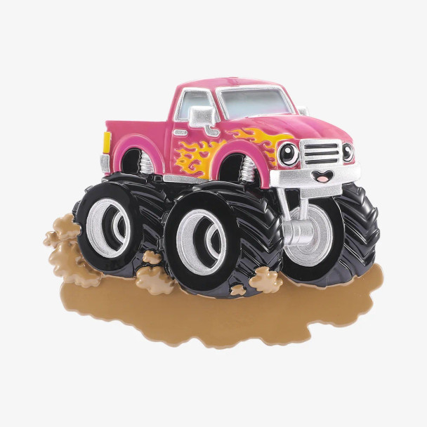 PURPLE MONSTER TRUCK WITH HEADLIGHT EYES ORNAMENT - OR3196